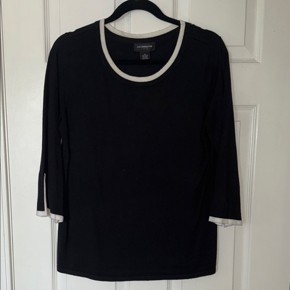 Liz Claiborne Black Top with White Trim